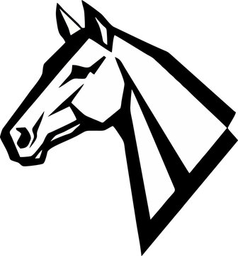 Abstract Geometric Horse Head Solid Silhouette Vector