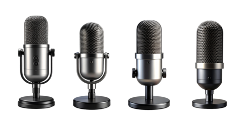 Microphone vintage style front view isolated on transparent background