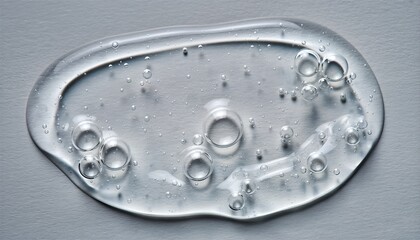 Transparent cosmetic gel texture with air bubbles, skincare serum background and hydration concept