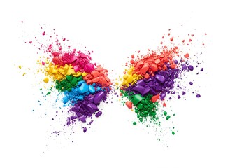Colorful lipstick splash butterfly isolated on white background, abstract art symbol of creativity, freedom and transformation