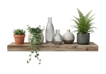 Fototapeta premium Decorative plants and vases isolated on transparent background
