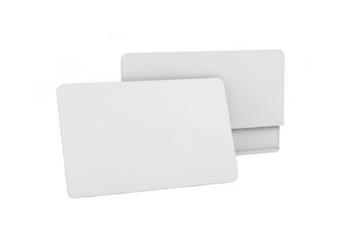 Two white cards isolated on transparent background