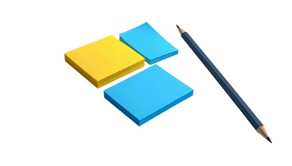 Colorful sticky notes with pencil against black background