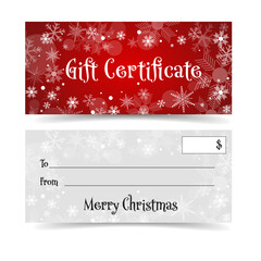 Christmas gift certificate card design front and back vector illustration
