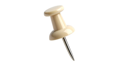 A close-up shot of a single ivory-colored thumbtack with a metallic pin