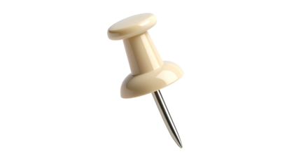 A close-up shot of a single ivory-colored thumbtack with a metallic pin