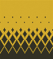 Mustard yellow and dark grey geometric knit pattern with diamond shapes isolated on transparent background