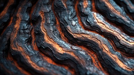 Intricate,  layered  texture,  burnt  wood
