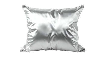 A realistically rendered, white, square pillow with soft folds and high-key lighting