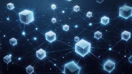 Blockchain Network - Interconnected Cubes Representing Data Blocks.