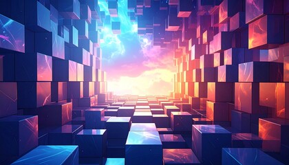 3d rendering of cube abstract geometric background. technology concept