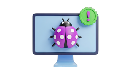 Bug on Computer Screen: Alert Notification