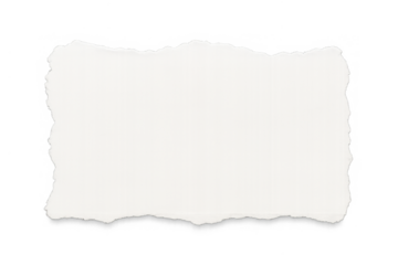 Torn white paper strip with rough edges providing blank space, transparent background for messages or notes