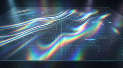 Futuristic holographic abstract background with rainbow refractions