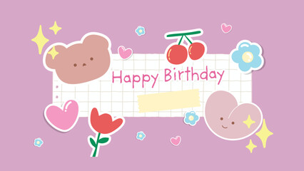 Obraz premium Pink Cute Playful Birthday wishing card