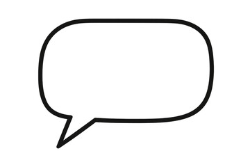Speech bubble outline icon representing communication and dialogue on a transparent background
