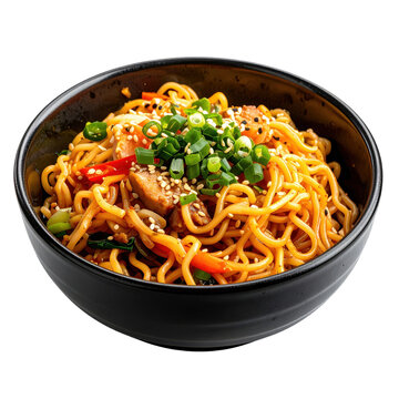 Traditional dan zai noodles, a classic tainan street food with a light broth and minced meat sauce, isolated on white background