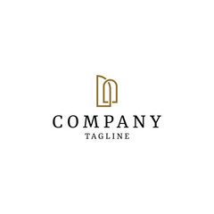 Elegant minimalist arch logo design with a gold line art style