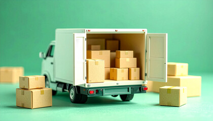 段ボール箱を詰め込んだトラック