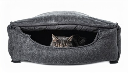 布団をかぶって眠るネコに写真