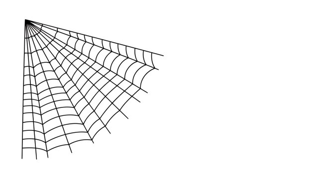 A vector illustration shows a spiderweb in the corner, creating a spooky Halloween atmosphere with its intricate net-like design on a white background.