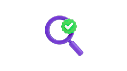 Magnifying Glass with Checkmark - Verification Concept