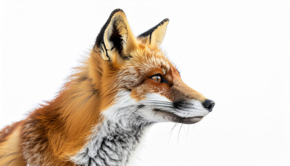 Obraz premium Close-up profile portrait of a Red Fox isolated on white background