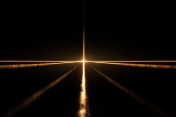 Golden light rays converge on a dark background