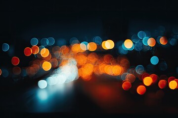 Blurry lights on a dark background, creating a bokeh effect