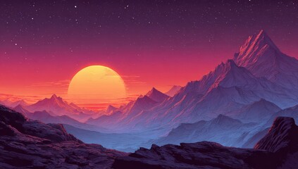 Sunrise over majestic mountains