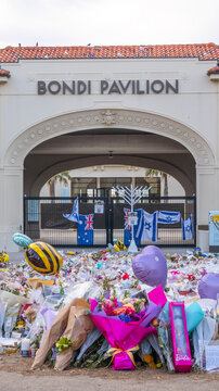Floral tribute at Bondi Pavilion in Bondi, eastern Sydney, NSW Australia during the morning of 21 December 2025 