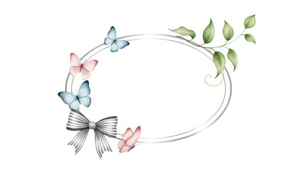 Butterfly and flower frame isolated on transparent background