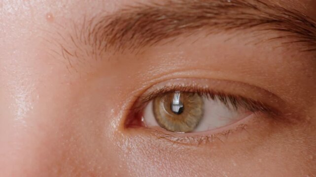Closeup Of Hazel Eyes During Practice Session, Portrait Of Singer Focusing Intensely In Rehearsal Environment, Detailed View Of Hazeleyed Performer Lost In Thought During Song Practice