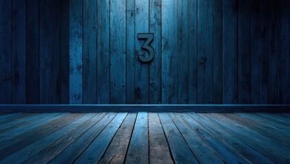 Dimly lit wooden room with large number "3" centered on back wall