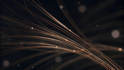 Golden light trails in darkness