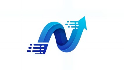 成長と加速を表現したアルファベットNの未来的で立体的なビジネスアイコン
