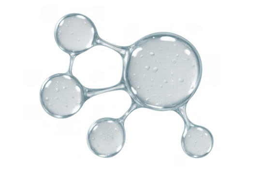 Hydrating molecule structure showing transparent liquid gel with bubbles, clear serum concept for skin care and science - Powered by Adobe