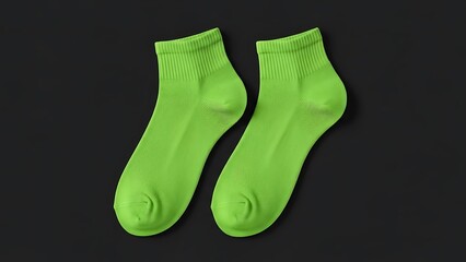 Unisex neon green color Low Cut Socks flat lay Mockup