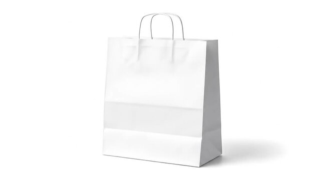 White paper shopping bag isolated on white.