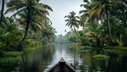 Tropical canal scenery from a boat