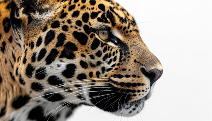 Obraz premium Close-up profile portrait of a Leopard isolated on white background