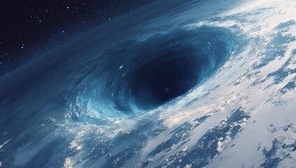 A swirling vortex on a celestial body