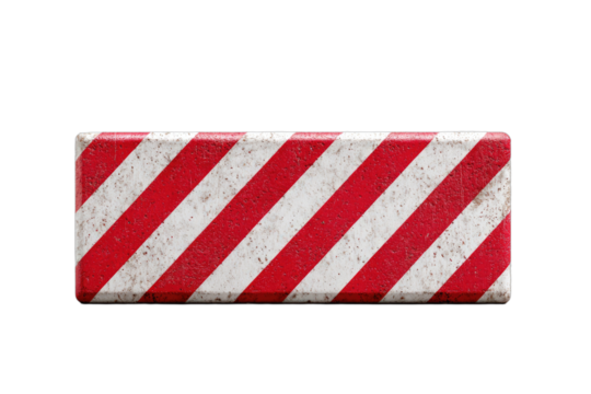 Weathered rectangular sign with diagonal red and white stripes - Powered by Adobe