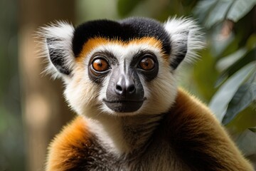 Portrait of diademed sifaka lemur