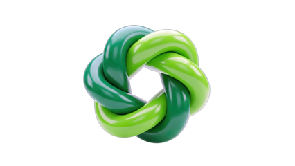 Intertwined Green Shapes on White Background