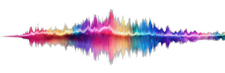 Vibrant, colorful waveform with dynamic peaks and troughs on black background