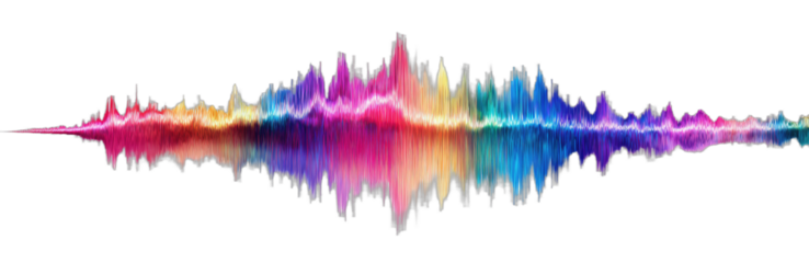 Vibrant, colorful waveform with dynamic peaks and troughs on black background