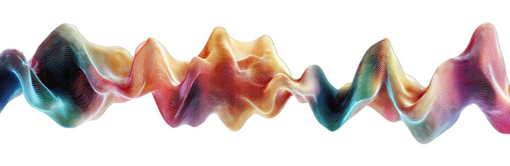 Colorful wavy flowing fabric with iridescent hues on a black background