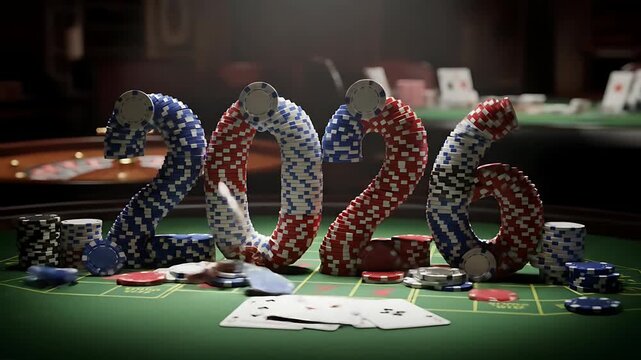 Casino Celebration: Chips Forming 2026 on Green Felt