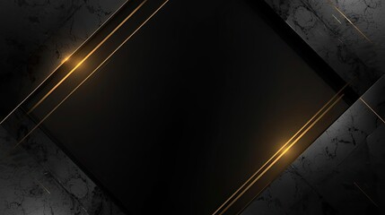 Luxury Black Background with Gold Geometric Frame